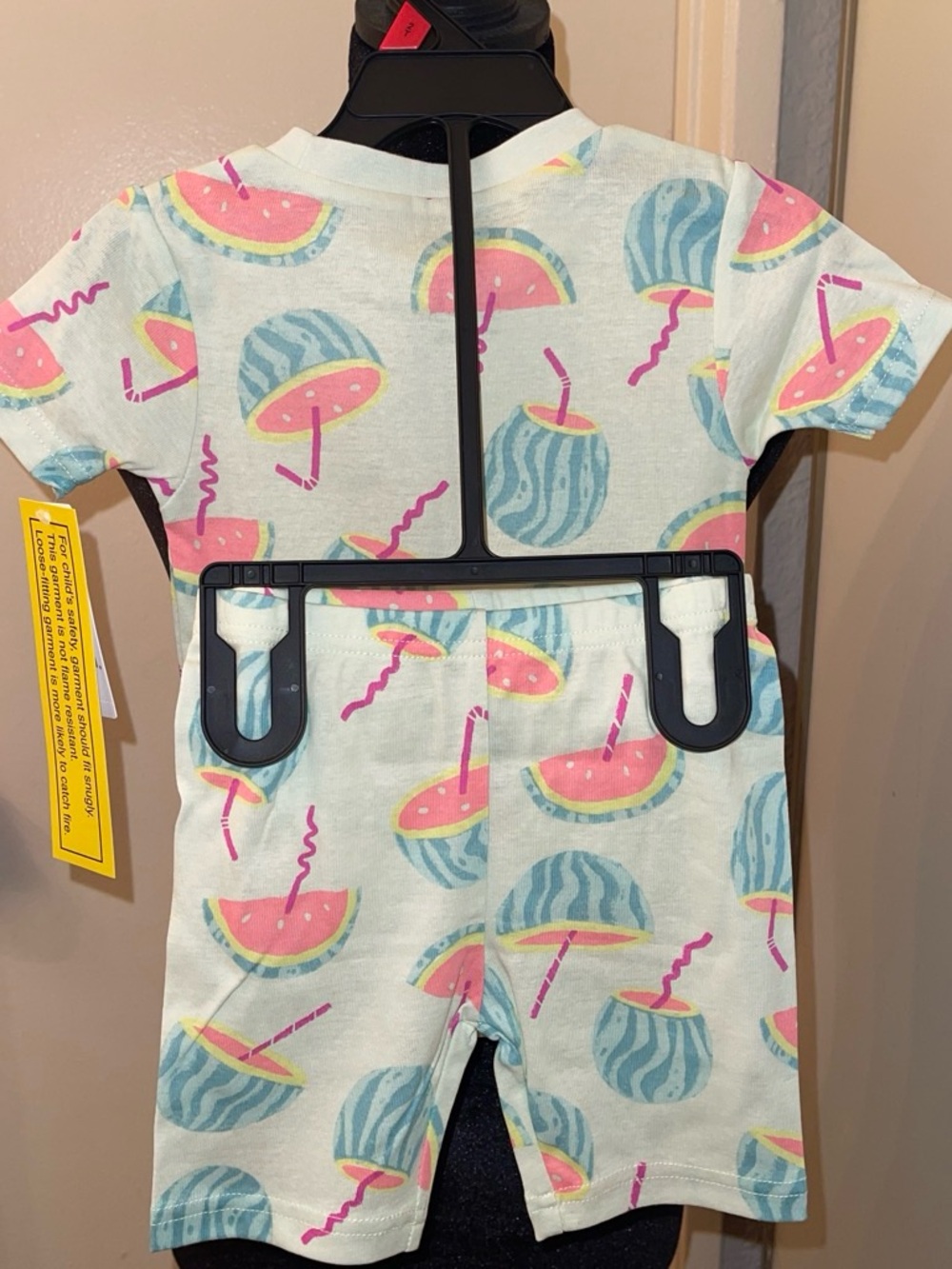 Carter's Mint Short Sleeve Pajama Set with Pink & Aqua Watermelon Print - Picture 2 of 4